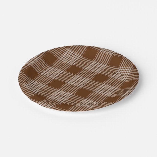 Tartan Fabric 7" Round Paper Plate (Angled)