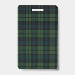 Tartan Fabric Plastic Badge - Vertical
