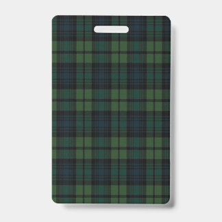 Tartan Fabric Plastic Badge - Vertical