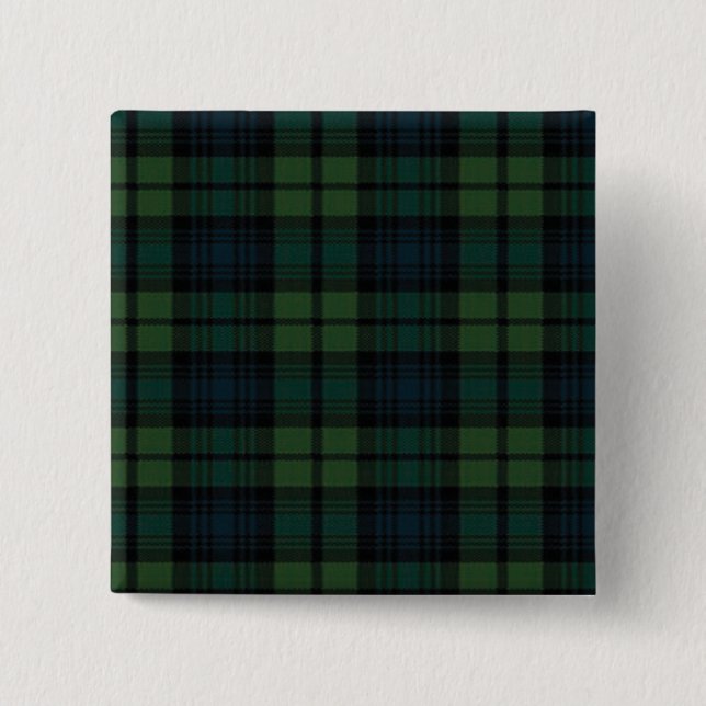 Tartan Fabric Square Button (Front)