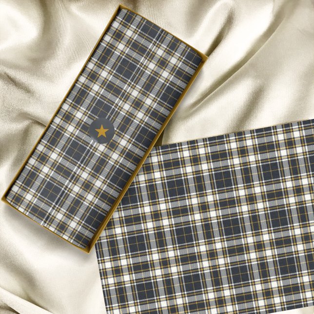 Tartan - Graphite Ivory and Mustard Gold Tissue Paper (Tartan - Graphite Ivory and Mustard Gold Tissue Paper by Leapfroglisics Shop)
