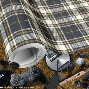 Tartan - Graphite Ivory and Mustard Gold Wrapping Paper
