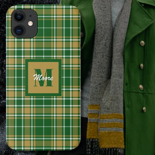 Tartan _ Green Gold and Off White Phone Case
