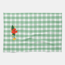 Tartan green simple wildflower pattern 
