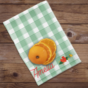 Tartan green simple wildflower pattern name kitchen towel