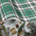 Tartan - Green White And Red Wrapping Paper at Zazzle