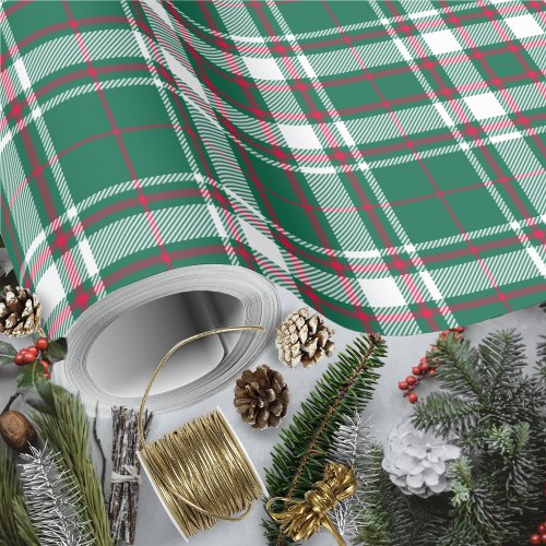 Tartan _ Green White and Red Wrapping Paper