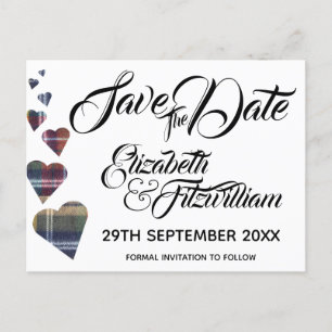 Tartan Hearts Save the Date Postcard