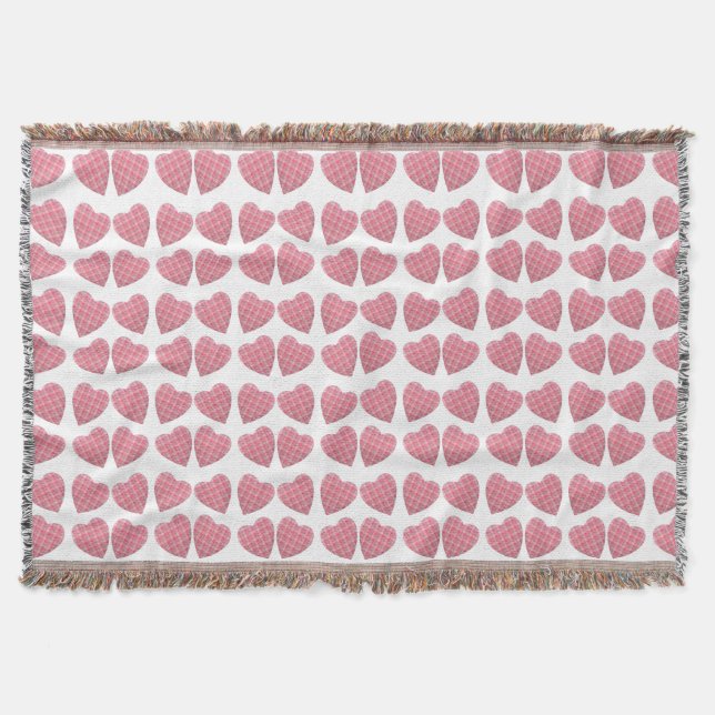 Tartan Hearts Throw Blanket (Front)