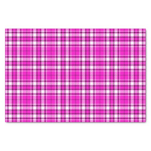 Tartan _ Hot Pink White Black Tissue Paper