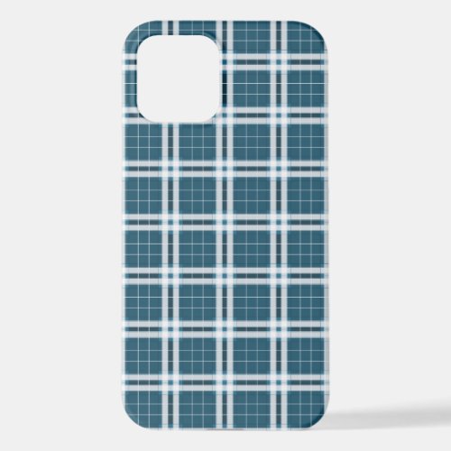 Tartan in Blue and white iPhone 12 Case