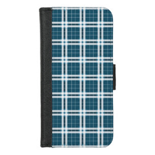 Tartan in Blue and white iPhone 8/7 Wallet Case