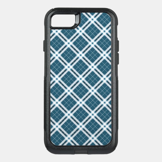 Tartan in Blue and white OtterBox iPhone Case (Back)