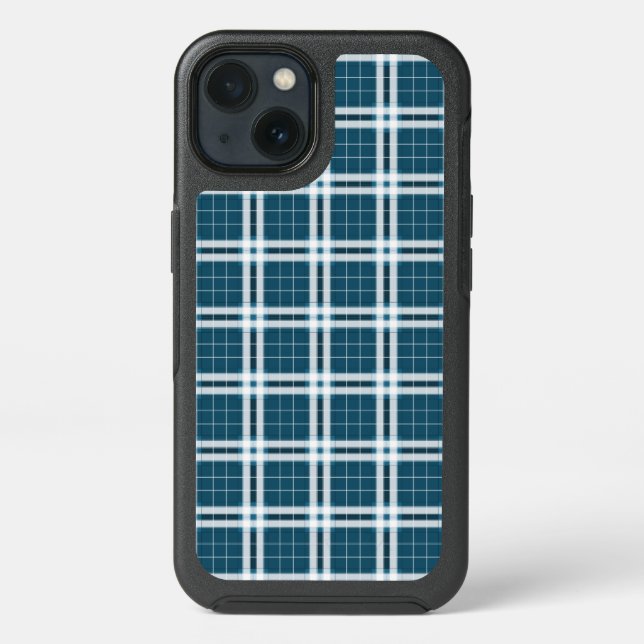 Tartan in Blue and white Otterbox iPhone Case (Back)
