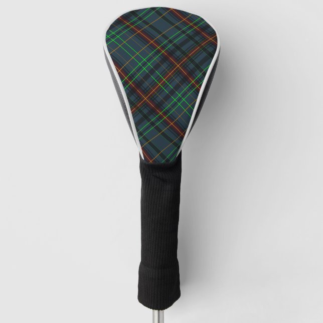 Tartan in blue, orange, green... golf head cover (Front)