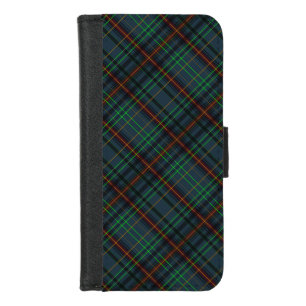 Tartan in blue, orange, green... iPhone 8/7 wallet case