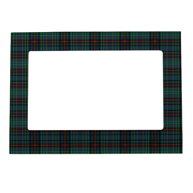 Tartan in blue, orange, green... magnetic photo frame (Front)