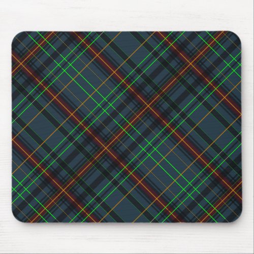 Tartan in blue orange green mouse pad