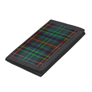 Tartan in blue, orange, green... tri-fold wallet