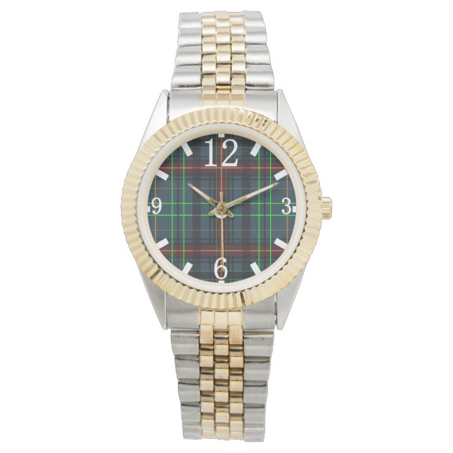 Tartan in blue, orange, green... watch (Front)