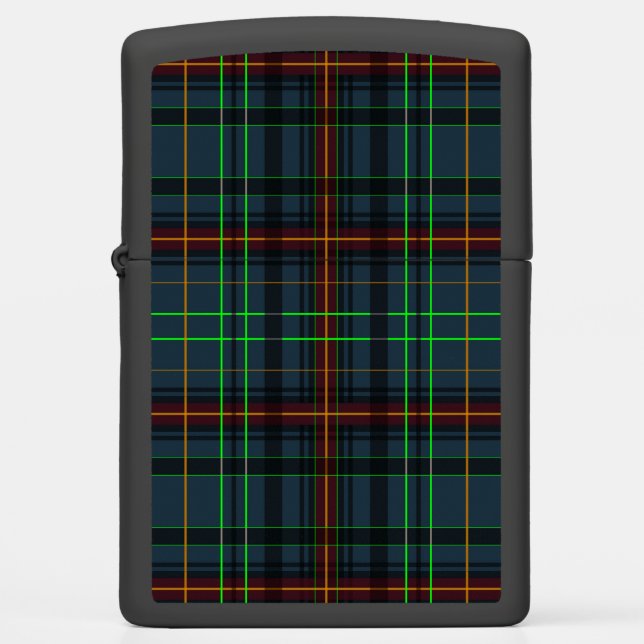 Tartan in blue, orange, green... zippo lighter (Front)