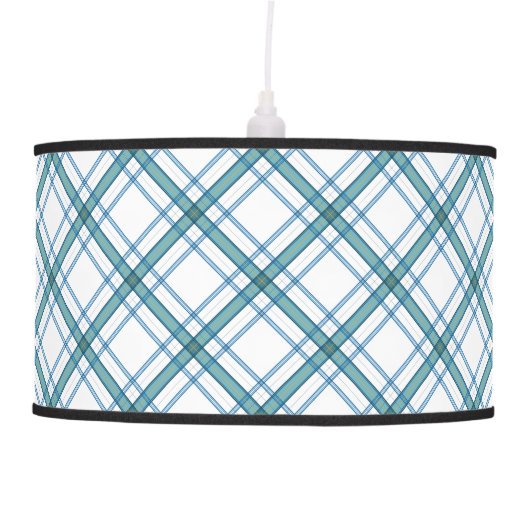 Tartan in turquoise diagonal ceiling lamp (Front)