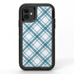 Tartan in turquoise diagonal OtterBox defender iPhone 11 case