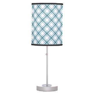 Tartan in turquoise diagonal table lamp