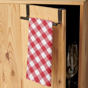 Tartan in White and Red Kitchen Towel
