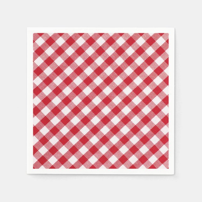 Tartan in White and Red Napkins (Front)
