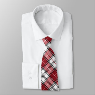 Tartan Large Plaid in Crimson Red & White  Neck Tie