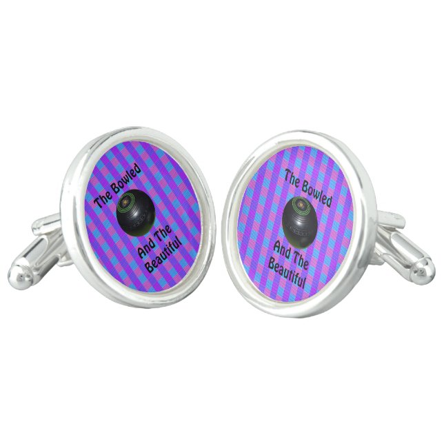 Tartan Lawn Bowls Bowled Beautiful Design, Cufflinks (Angled)