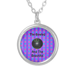 Tartan Lawn Bowls Bowled Beautiful Design, Silver Plated Necklace