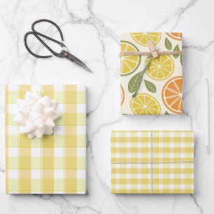 Tartan lemon yellow set wrapping paper