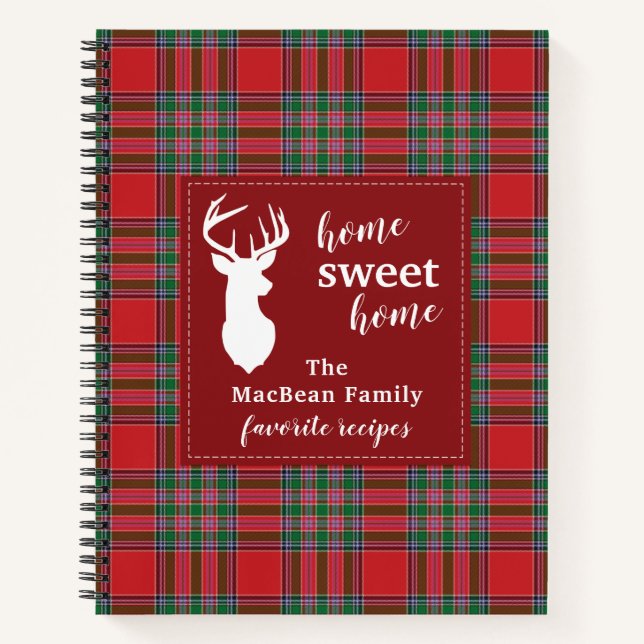 Tartan MacBean Plaid Holiday Family Recipes Notebook (Front)