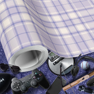 Tartan - Mauve-Cement White-Dark Purple Wrapping Paper