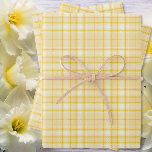 Tartan - Medium Yellow to Dark Yellow Wrapping Paper Sheets (Tartan S8- Medium Yellow to Dark Yellow Wrapping Paper Sheets by Leapfroglisics shop)