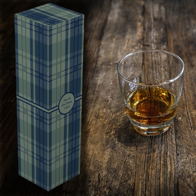 Tartan - Navy Blue and Slate Green Wine Box (Tartan - Navy Blue and Slate Green Wine Box by Leapfroglisics Shop)
