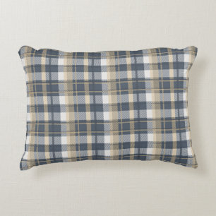 Tartan - Navy, Sand and Natural White Accent Pillow