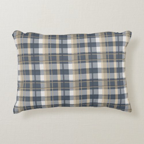Tartan _ Navy Sand and Natural White Accent Pillow