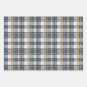 Tartan - Navy, Sand and Natural White Wrapping Paper Sheets (Front 3)