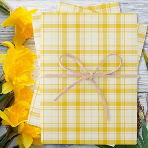 Tartan - Pastel Yellow to Dark Yellow Wrapping Paper Sheets