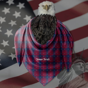 Tartan - Patriotic - Red Blue White Stars Bandana