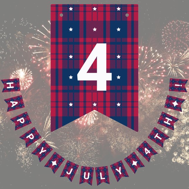 Tartan - Patriotic - Red Blue White Stars Bunting Flags (Creator Uploaded)