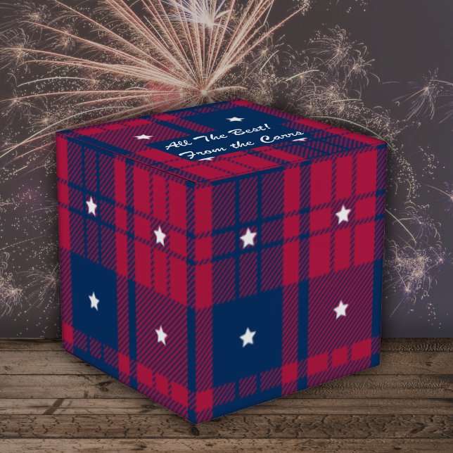 Tartan - Patriotic - Red Blue White Stars Classic Favor Boxes (Creator Uploaded)