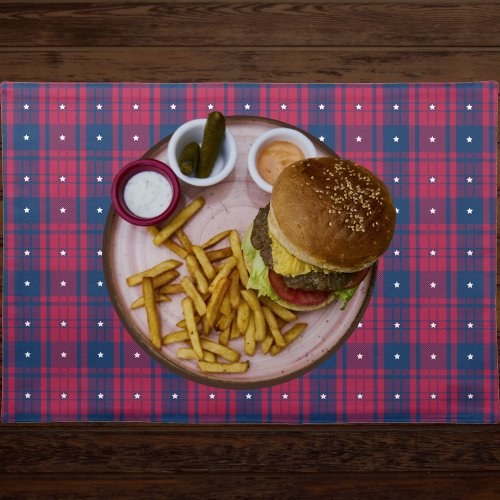 Tartan _ Patriotic _ Red Blue White Stars Cloth Placemat