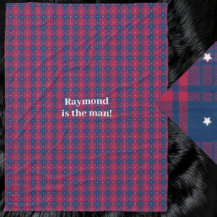 Tartan - Patriotic - Red Blue White Stars Fleece Blanket
