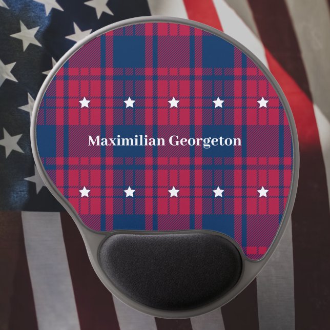 Tartan - Patriotic - Red Blue White Stars Gel Mouse Pad (Tartan - Patriotic - Red Blue White Stars Gel Mouse Pad by Leapfroglisics Shop)