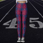 Tartan - Patriotic - Red Blue White Stars Leggings<br><div class="desc">Tartan in old glory red,  old glory blue and white stars. Can be gifted for nearly any occasion. Other colorways available.

You have the option of using the design tool to add text if you wish.</div>