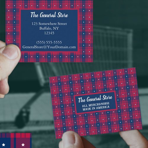 Tartan _ Patriotic _ Red Blue White Stars Mighty Business Card